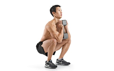 Goblet squat bottom position